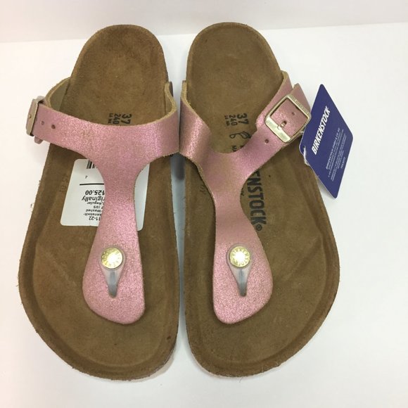 birkenstock gizeh washed metallic pink